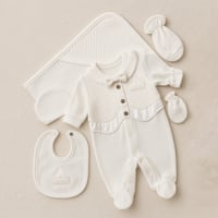 طقم مواليد أولادي رسمي 6 قطع – أبيض أوف وايت