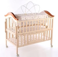 سرير اطفال مع هندول اضافي لون خشبي