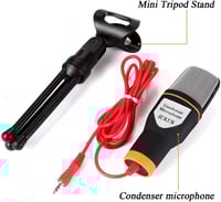 ميكرفون احترافي مع ستاند مكتبي | اسود برتقالي Micr...