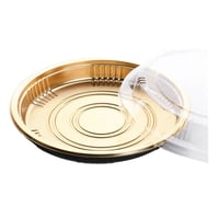 فورزان | علب سوشي دائري | اسود ذهبي | مع غطاء شفاف...