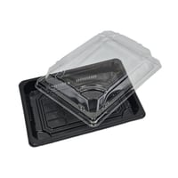 الصالح | علب سوشي مستطيل | اسود سادة | مع غطاء شفا...