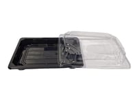 علب سوشي مستطيل | اسود سادة | مع غطاء شفاف | رقم 1...