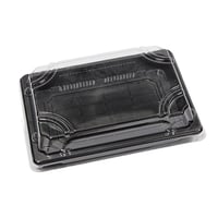 الصالح | علب سوشي مستطيل | اسود سادة | مع غطاء شفا...