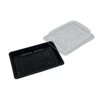 الصالح | علب سوشي مستطيل | اسود سادة | مع غطاء شفا...