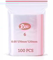 ريكس | كرتون أكياس بسحاب | شفاف | رقم 6 | 12x17 سم...