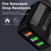 شاحن جوال جداري آمن سريع ب 3 مداخل اسود/ابيض Wall...