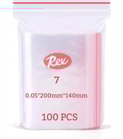 ريكس | كرتون أكياس بسحاب | شفاف | رقم 7 | 14x20 سم...