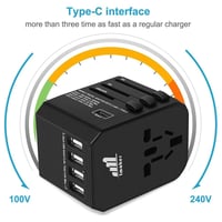 روسدن | محول طاقة عالمي للسفر 4 مداخل يو اس بي ذكي...