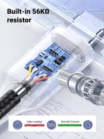 يوجرين | سلك شاحن تايب سي سريع ضد القطع | اسود UGR...