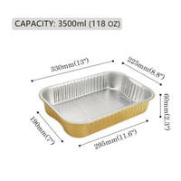 طبق | قالب حلى ألمنيوم ذهبي مستطيل مع غطاء شفاف مق...