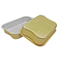 طبق | قالب حلى ألمنيوم ذهبي مستطيل مع غطاء شفاف مق...