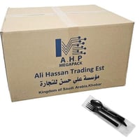 مجموعة طعام | اسود | شوكة + ملعقة + سكين + منديل |...