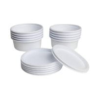 بالحمر | علب فول بلاستيك دائري | ابيض | مع غطاء اب...