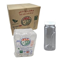 عسق | برطمان | علب بلاستيك مربع | شفاف | رقم 450*5...