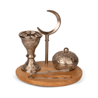 طقم مباخر معدني - اطار فضي مع نقش