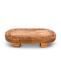 طقم مباخرة خشبي بني فاتح شكل بيضوي مع صندوق شفاف م...