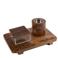 طقم مبخرة بتصميم عصري ونقش هندسي - غامق