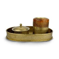 طقم مبخرة معدني بشكل بيضاوي