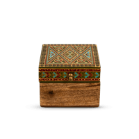 حافظة بخور غرناطة - خشبية مربعة بغطاء فني (أخضر زي...