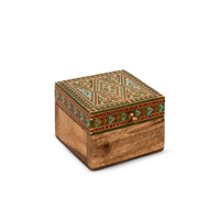 حافظة بخور غرناطة - خشبية مربعة بغطاء فني (أخضر زي...