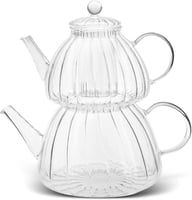 طقم ابريق شاي زجاجي من لوري( كاراجا ) ، شفاف
