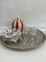 طقم شاي ابو نقطة كويتي أحمر