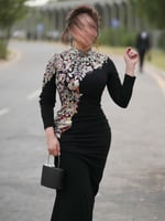 فستان سواد مخملي