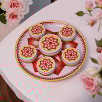 طقم صحن تقديم غضار استيل احمر