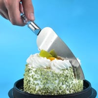 سكين وملعقة تقديم كيك من الفولاذ المقاوم للصدأ