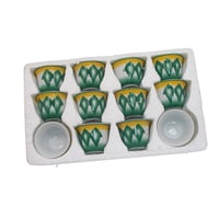 فناجيل نقشة غضار اخضر تراثية