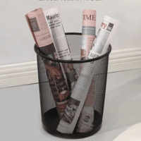 سلة مهملات دائري متعدد المقاسات فضي