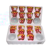 فناجيل قهوة غضار تراثية احمر بتصميم فاخر 12 فنجال