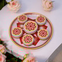 طقم صحن تقديم غضار استيل احمر