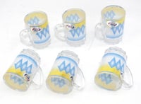 بيالات شاي الغضار التراثية –طقم أزرق 6 حبات