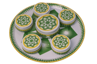 طقم صحن تقديم غضار استيل اخضر