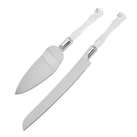 سكين وملعقة تقديم كيك من الفولاذ المقاوم للصدأ