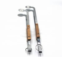 ملقاط فحم فضي ممتاز الجودة قبضية يد خشبية