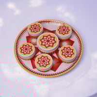 طقم صحن تقديم غضار استيل احمر