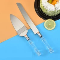 سكين وملعقة تقديم كيك من الفولاذ المقاوم للصدأ