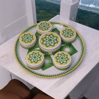 طقم صحن تقديم غضار استيل اخضر