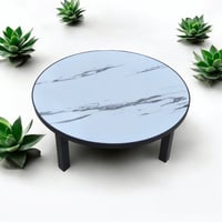 طاولة خدمة خشبية قابلة للطي رخامي ابيض