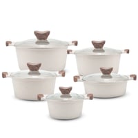 طقم قدور جرانيت فاخر لون أبيض دخاني