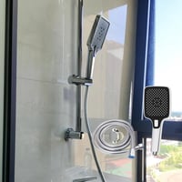 سماعة اكريليك مع هوز ستانلس ستيل مربع كروم