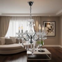 نجف مودرن شمعدان كرستالات براق جرم فضي مع شفاف قاع...