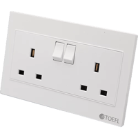 فيش ثلاثي مزدوج مع مفتاح مستطيل لون ابيض ساده