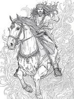 لوحة تلوين لفارس عربي راكب خيل – عمل فني خطي عالي...