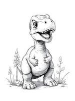 ديناصور صغير مرح – صفحة تلوين رقمية للأطفال Joyful...
