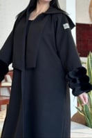 فروة نسائية شتوية جوخ فاخر مع فرو ناعم