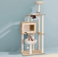 خداشة طوابق خشب طبيعي لقطط