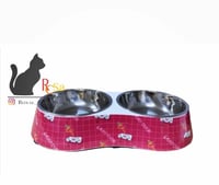 صحن استيل سراميك مزدوج لقطط